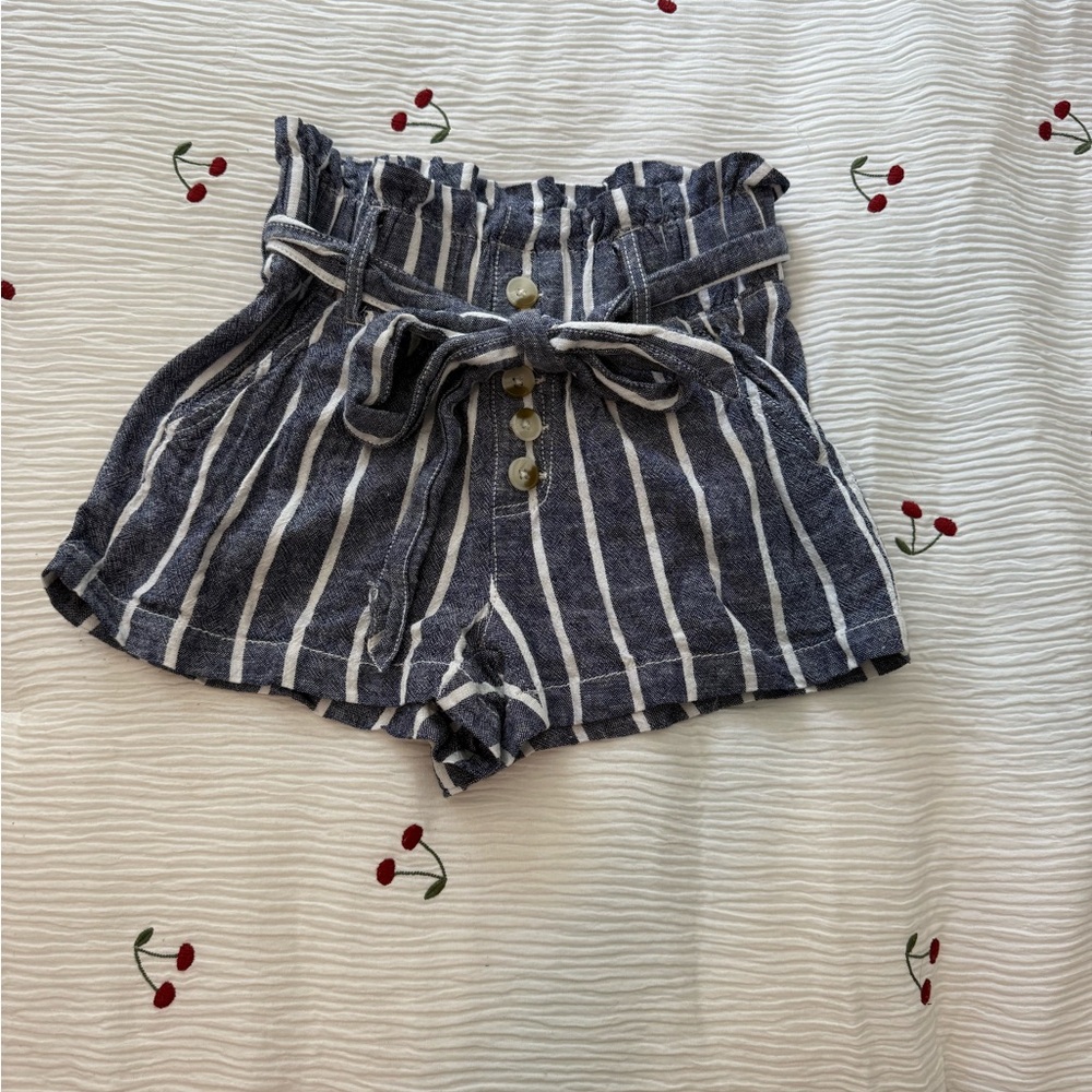 Women’s Navy Striped High Waist Shorts